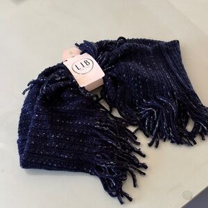 SET OF TWO!!!! LIB new york Midnight Blue Fringed Scarfs